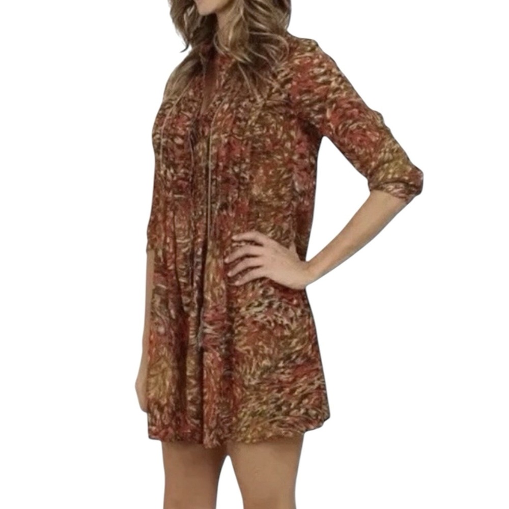 KUT From the Kloth Robyn Shift Dress Size 8 Earthtone Print Button Front